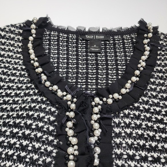 White House Black Market Womens Pearl Tweed Knit Cardigan Jacket Size Small - Picture 6 of 12
